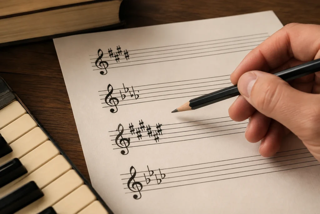 Como identificar a tonalidade de um hino olhando a armadura de clave